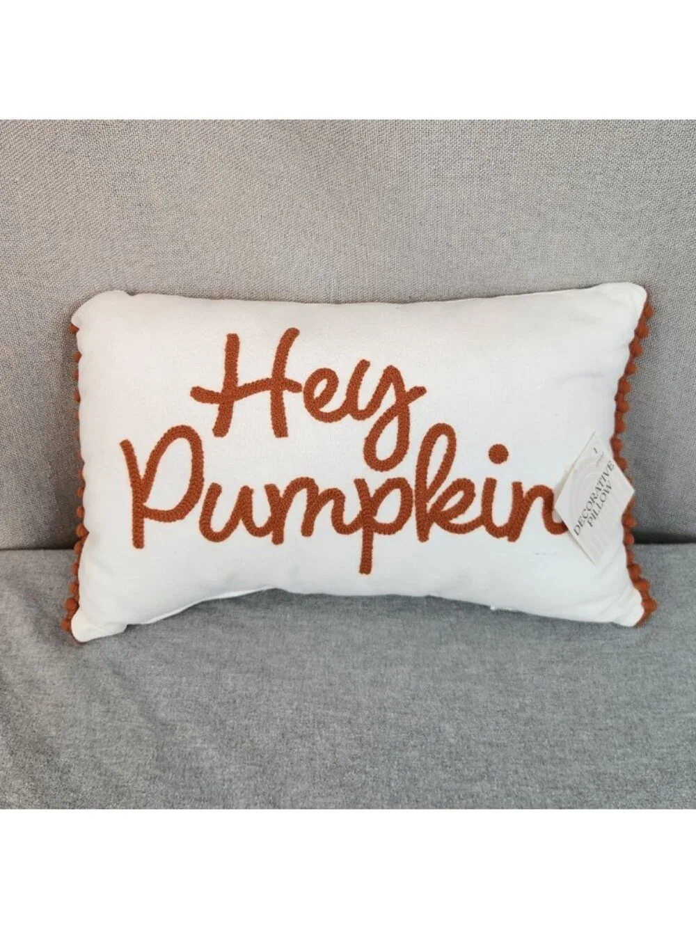 Hey Pumpkin Fall Autumn Decorative Pillow Home Decor Accent 14.5